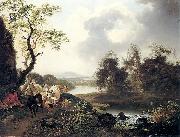Ferdinand Kobell Flusslandschaft mit Wasserfall oil painting